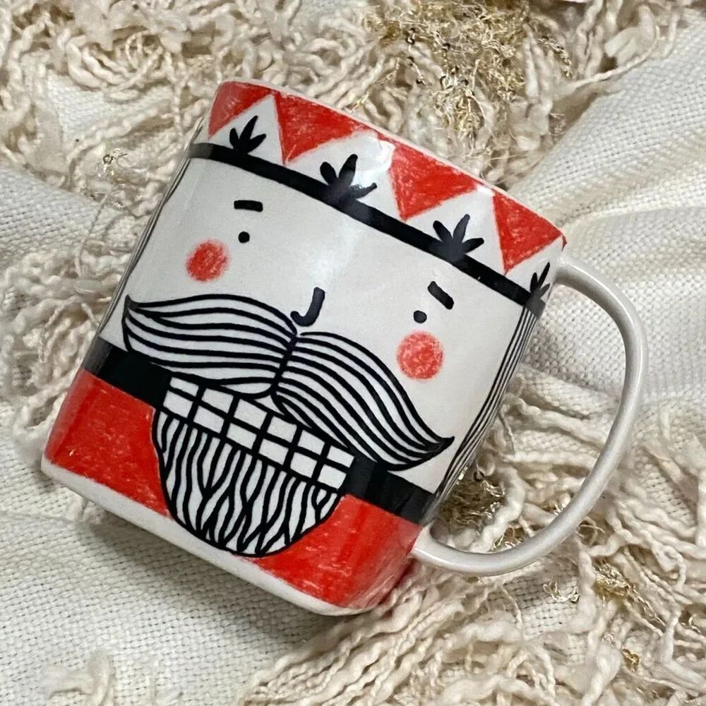 ANTHROPOLOGIE Friendly Face Santa Mug Krafty K NEW